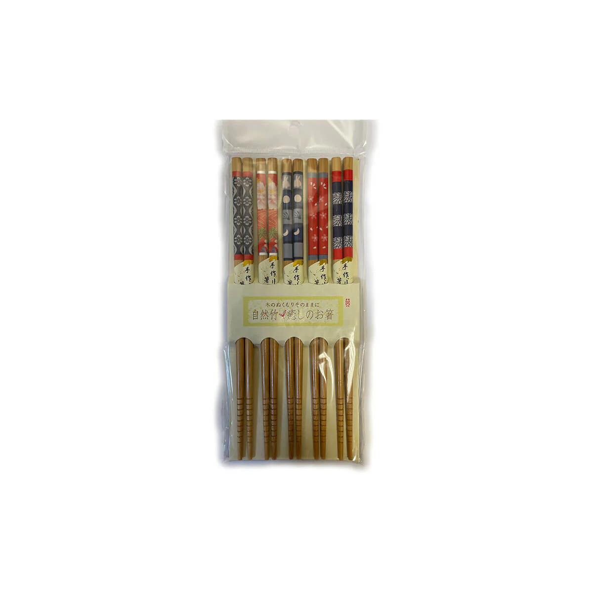 Set di bacchette cinesi blu e rosse 5 paia